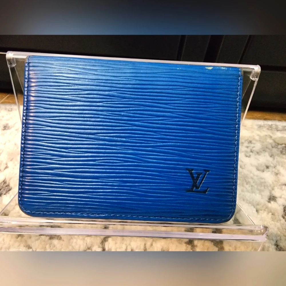 Louis Vuitton Blue Epi Bifold ID Card Holder